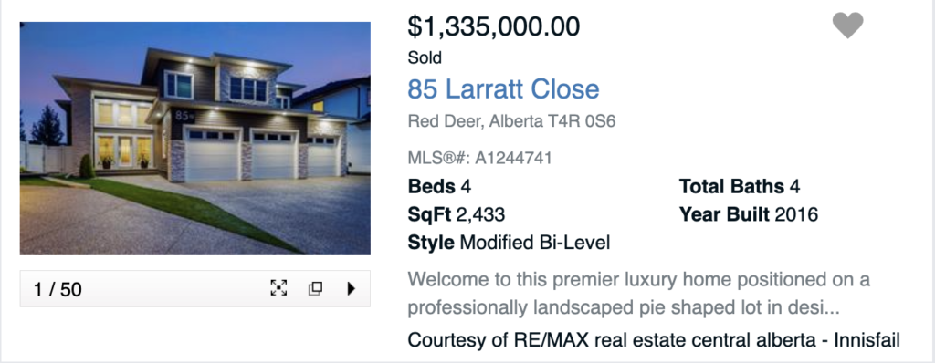 The highest price home sold in Red Deer this in 2023