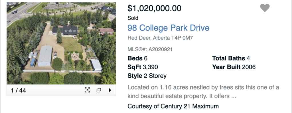 The 4th highest price home sold in Red Deer this in 2023