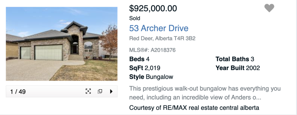 The 5th highest price home sold in Red Deer this in 2023