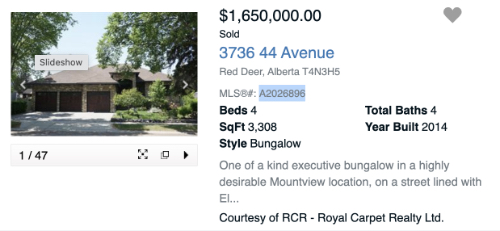 Red Deer's most expensive home sale